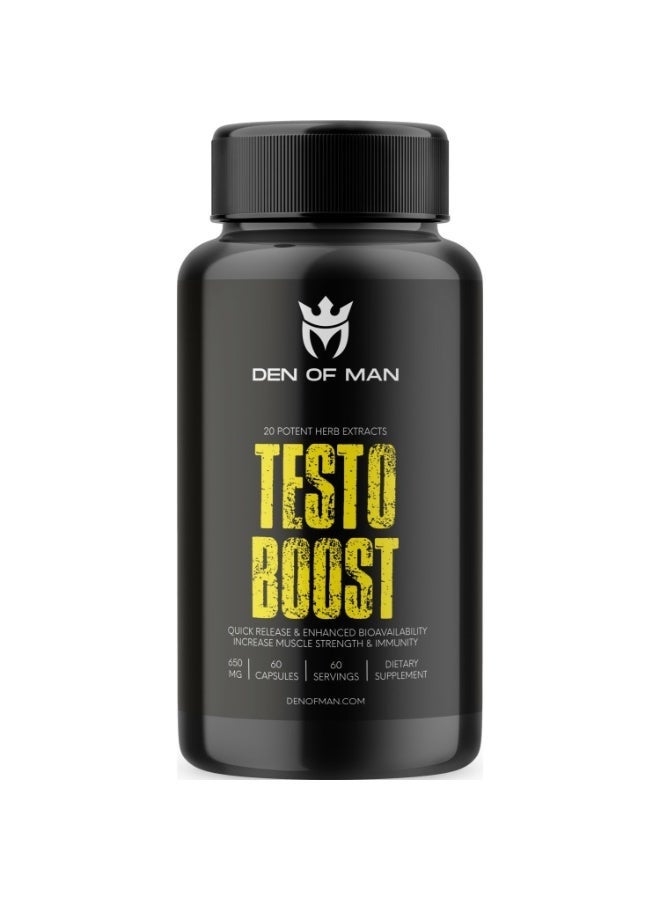 DEN OF MAN Testo Booster Capsules For Men 650mg Per Serving 60 Count pack of 3 - Image 2